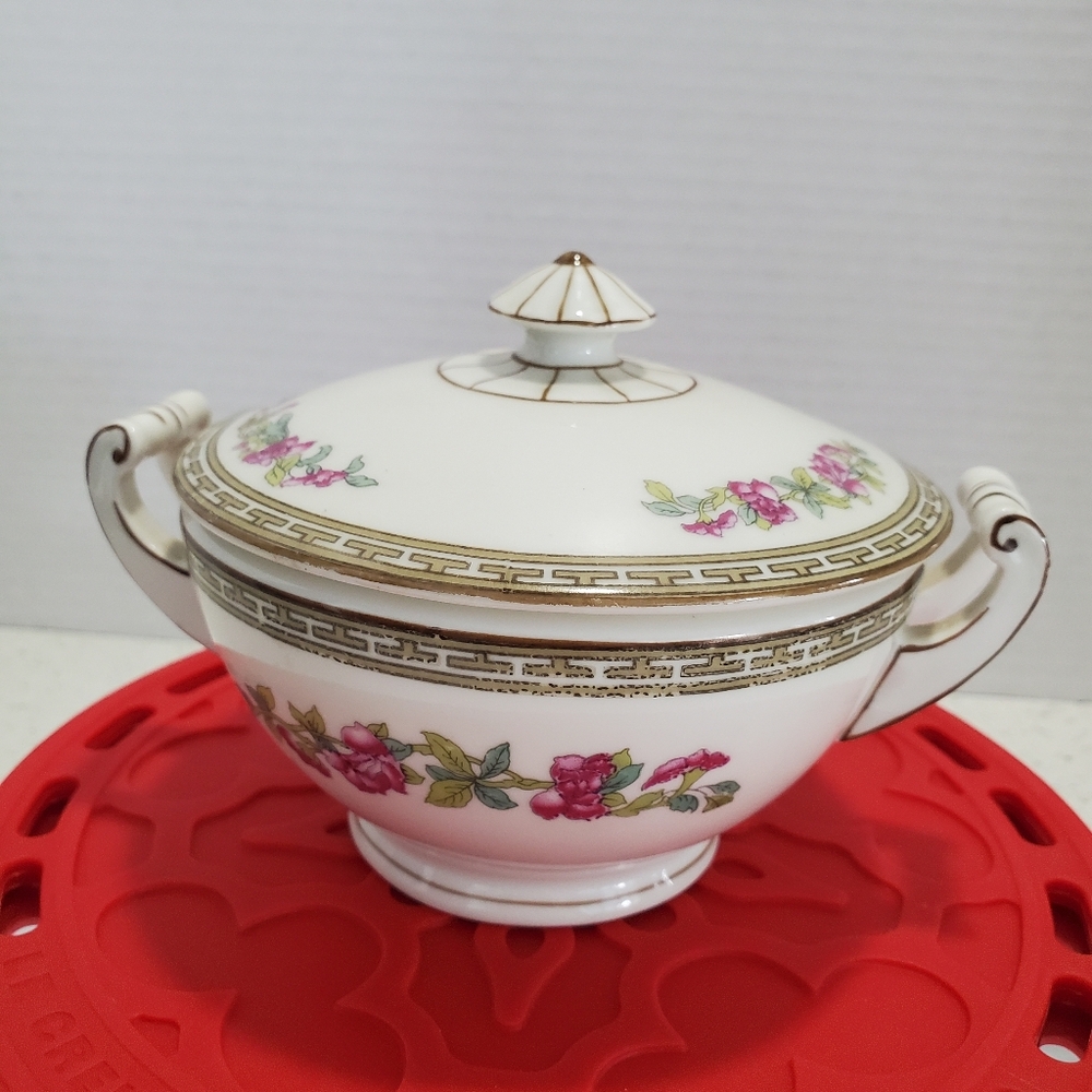 MZ Moritz Zdekauer Czechoslovakia Porcelain SUGAR BOWL Vintage